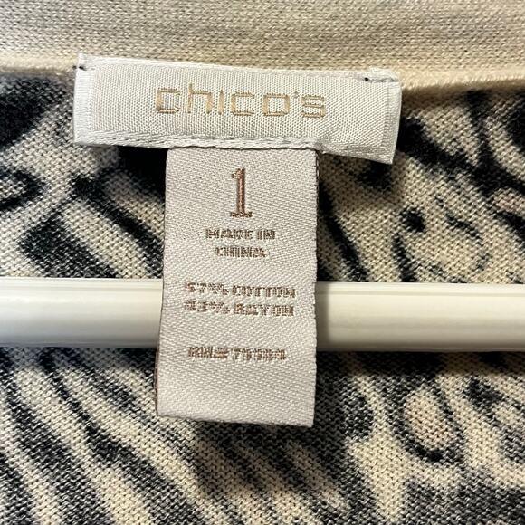 Chicos Cardigan Women’s Size 1/Medium Open Front Leopard Print Soft Cotton Rayon - Picture 8 of 9